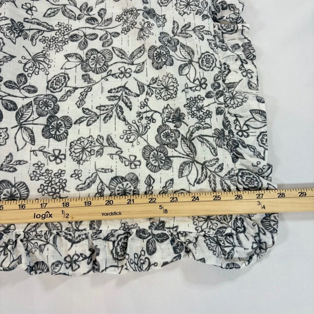 Piper Classics Grey Floral Cotton Ruffled Euro Pillow Shams Set of 2 26x26